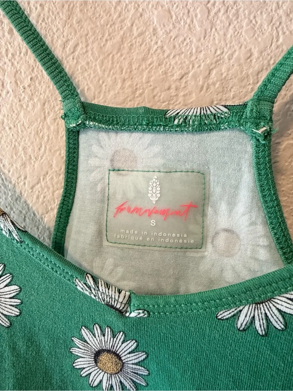 FREE PEOPLE FP Movement Green Daisy Print Oversized Romper w/ Pockets